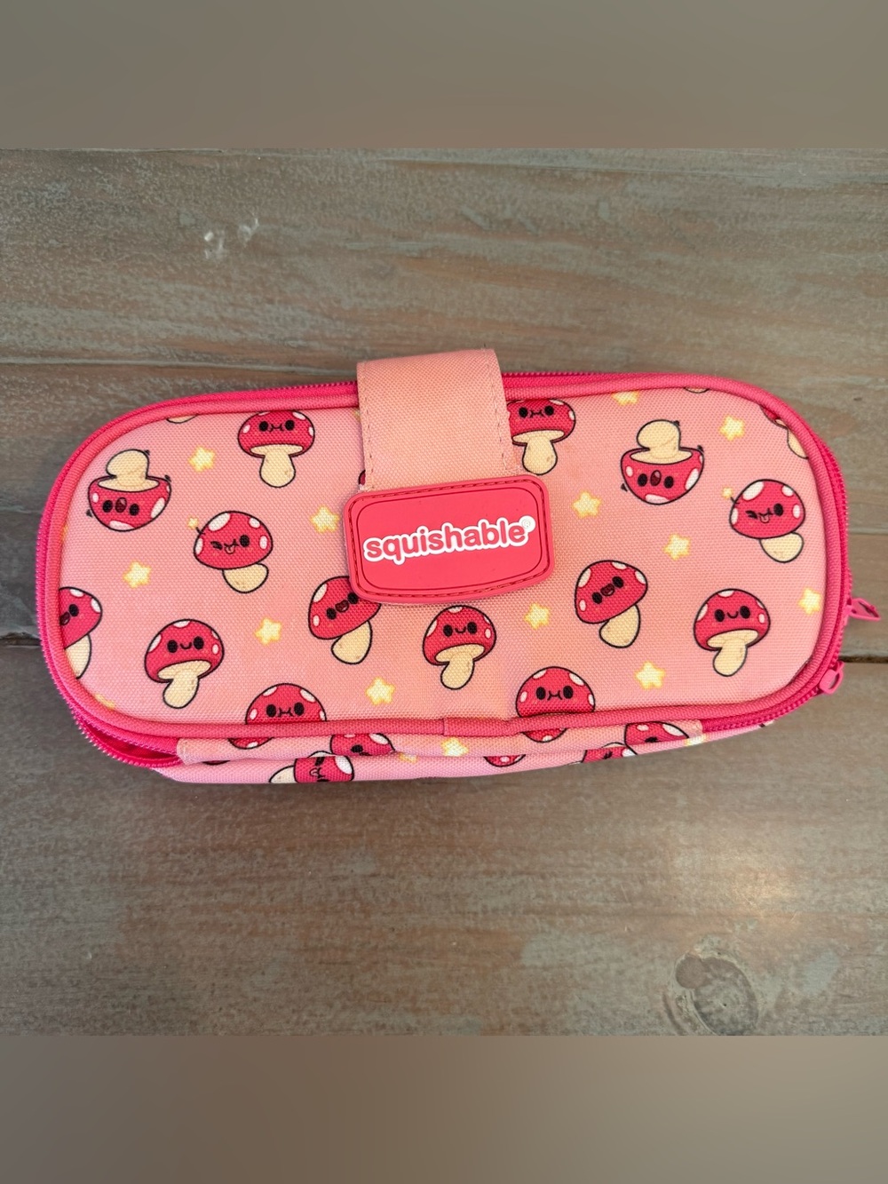 Squishable Pink Mushroom Pencil Pouch for Kids